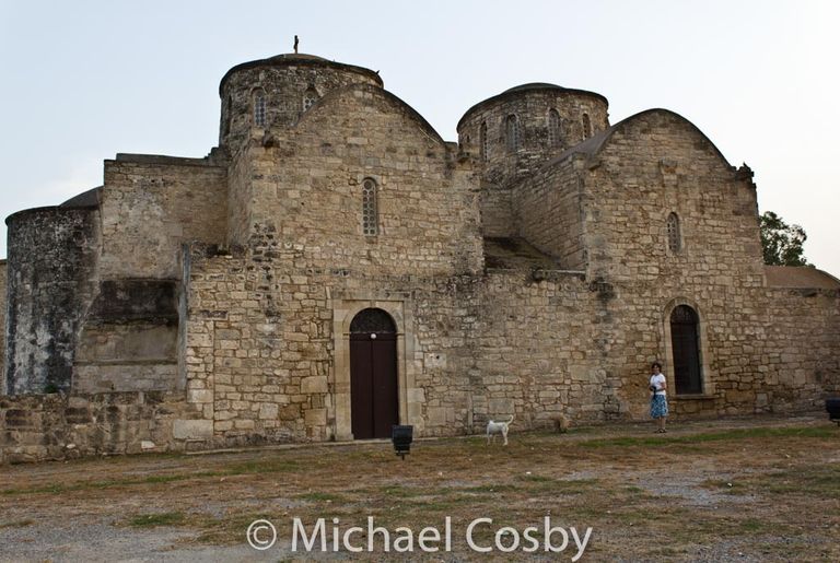 Fig 3. Father Gabriel, left, after a special liturgy at the monastery.