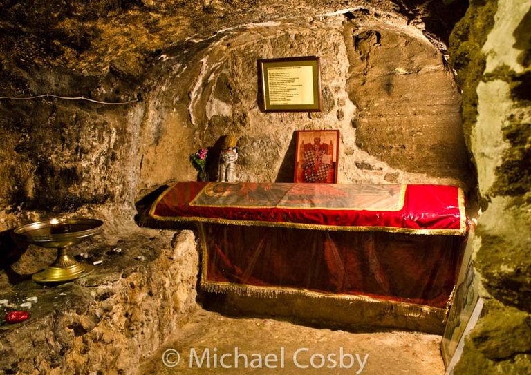 Fig. 2. Traditional tomb of Barnabas, coated underneath a small chapel, which is a short walk from the Monastery of Apostle Barnabas.