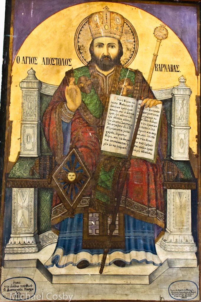 Fig. 17. AN icon of Barnabas on the wall in the Monastery church.